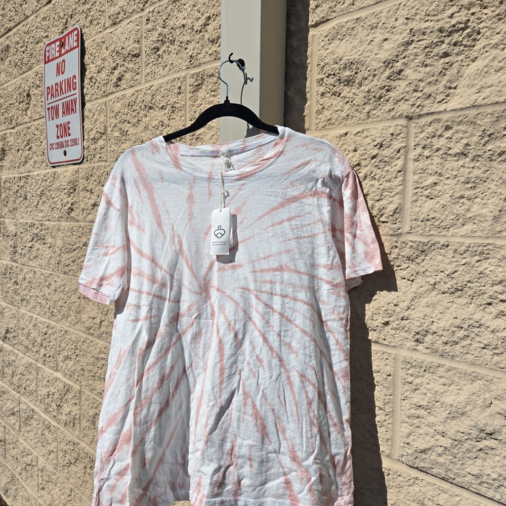 Stylish Tie-dye Pink and White Women's Short Sleeve Tee NEW